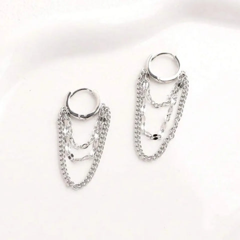 Fashionable Gold Color Chain Tassel Hanging Earrings