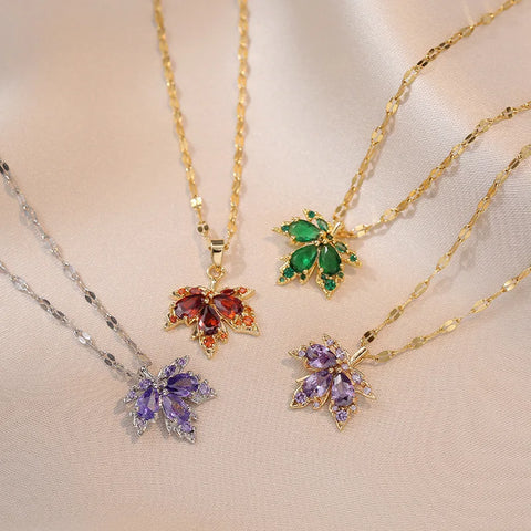 Exquisite Micro Inlaid Zircon Butterfly Tassel Necklace For Women