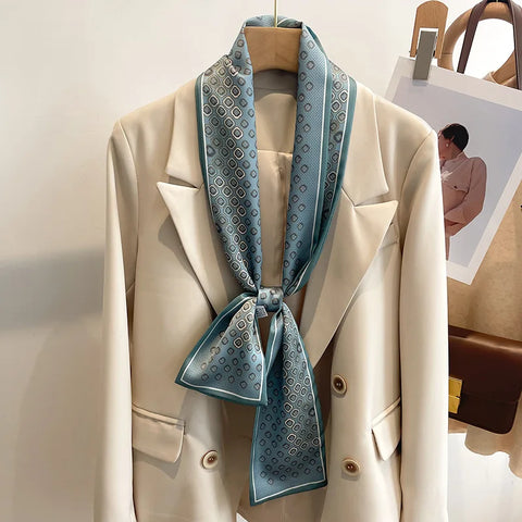 Women Fashion Luxury Long Narrow Small Silk Scarves Ladies Headband Headscarve