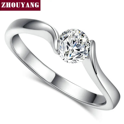 Wedding Ring For Women Concise Round Cut Cubic Zirconia Rose Gold Color