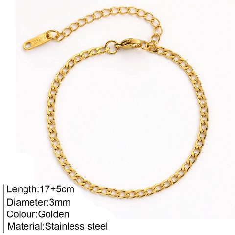 Women's High-end Stainless Steel Bracelets Box Chain Clip Bead Chain Fashion