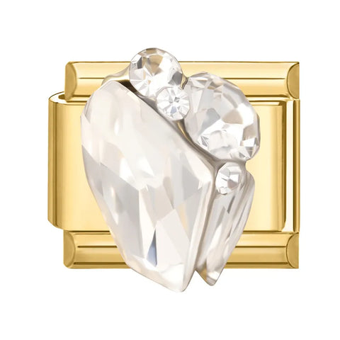 Golden Heart Butterfly Sun Flower Pearl Zircon Italian Charm Links