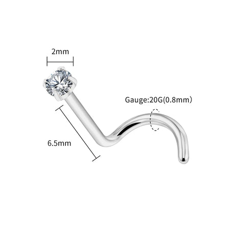 Titanium 20G Nose Stud Ring Hypoallergenic CZ/Ball/Heart/Star Nose Piercing