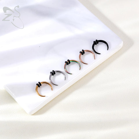 C Shape Buffalo Horn Nose Piercing Stainless Steel Pincher Septum Ring Punk