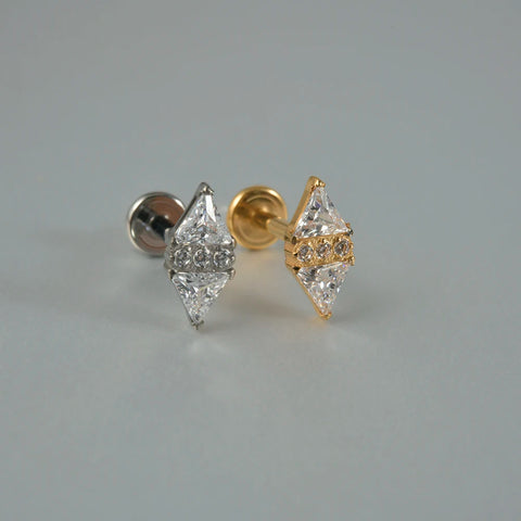 Zircon G23 Solid Titanium Cartilage Earrings Stud 16G Internally Threaded Cz Cluster Helix