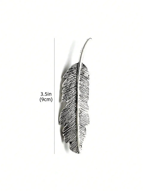 Vintage Hair Clip Feather Leaf Shape Barrette Metal Hairpins For Women