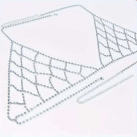 Ultra Flash Rhinestone Mesh Hollow Chest Chain