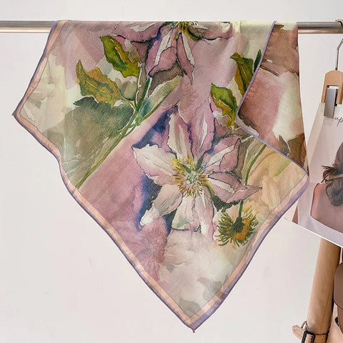 70cm Cotton Floral Print Women Bandanas Square Scarf Girls Headband Accessories