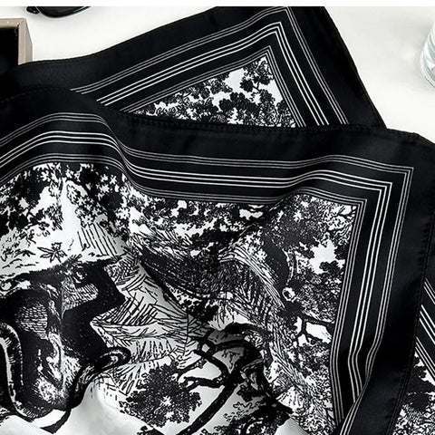 Silk Scarves Women Print Foulard Square Head Hijab