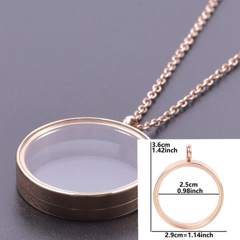 Round Living Memory Photo Relicario Locket Pendant Floating Charms Picture Necklaces