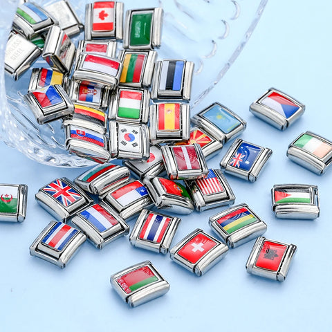 Colorful World Flag Italian Charm Links