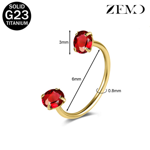 Titanium Steel Horseshoe Nose Rings Double CZ Crystal Screw Septum Rings Helix