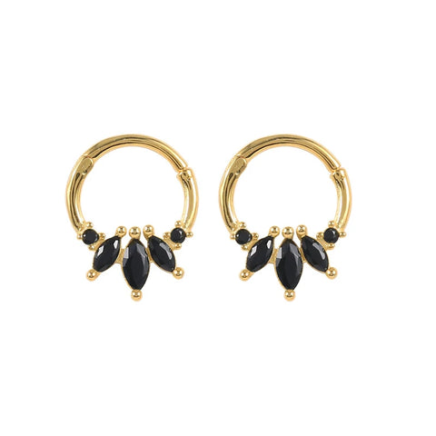 Sterling Silver Needle Multi-color Zircon Hoop Ring Luxury Crystal Piercing