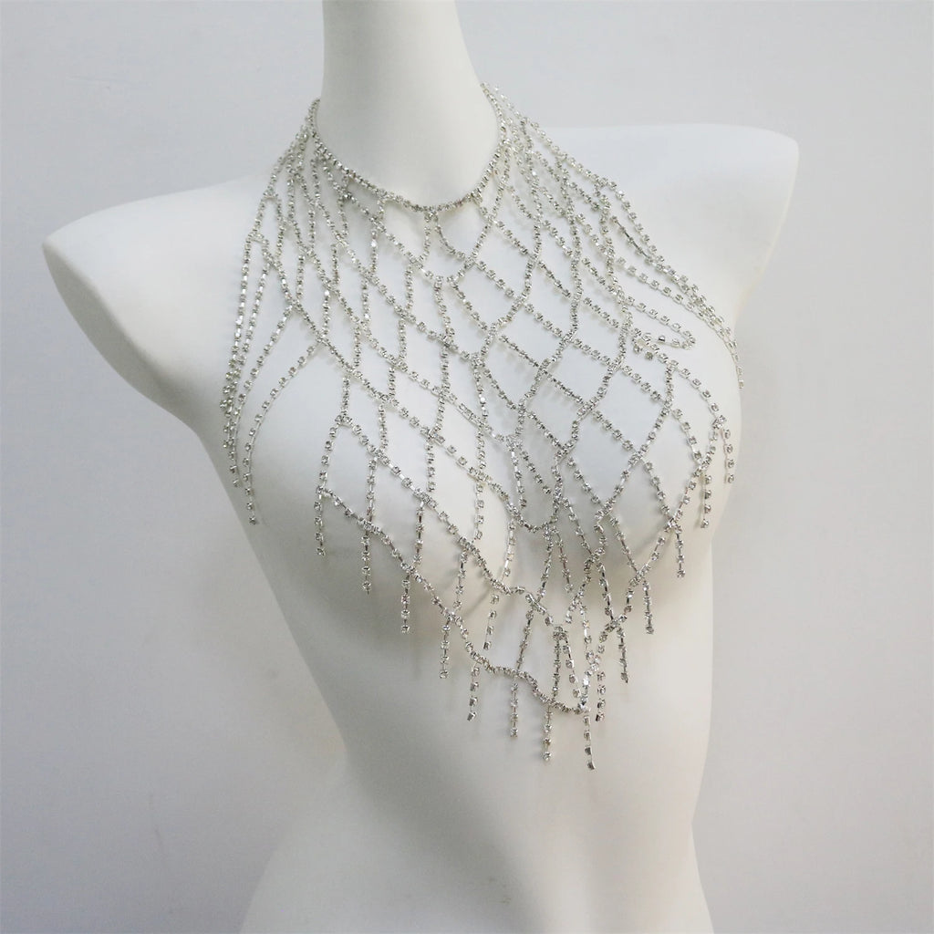 Sparkling Mesh Rhinestone Bra Chain