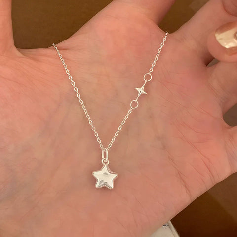 Sterling Silver Star Necklace for Women Exquisite Five Pointed Star Collarbone Chain