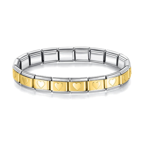 Women's 9mm Itanlian Elastic Star Heart Flower Charms Fashion Stainless Steel Bracelet Jewelry Gift ST-HUA