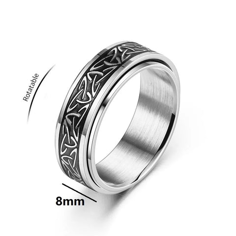 Viking Celtic Knot Rune Rings For Men Rotating Stainless Steel Anti Stress Anxiety Relife