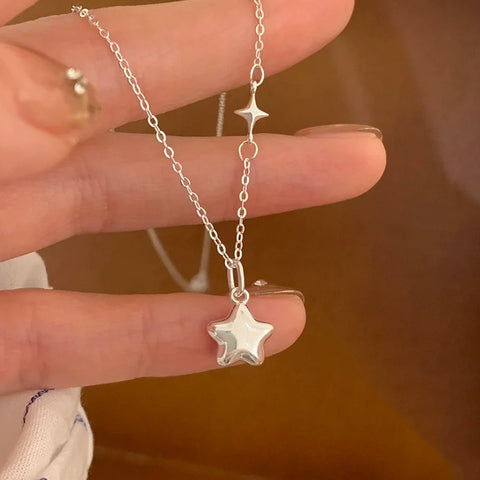 Sterling Silver Star Necklace for Women Exquisite Five Pointed Star Collarbone Chain