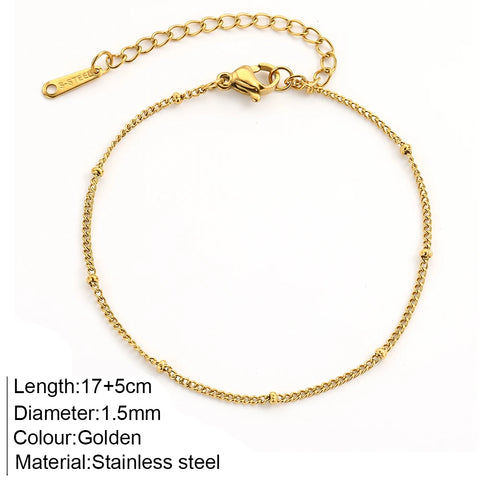 Women's High-end Stainless Steel Bracelets Box Chain Clip Bead Chain Fashion