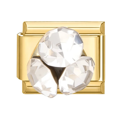 Golden Heart Butterfly Sun Flower Pearl Zircon Italian Charm Links