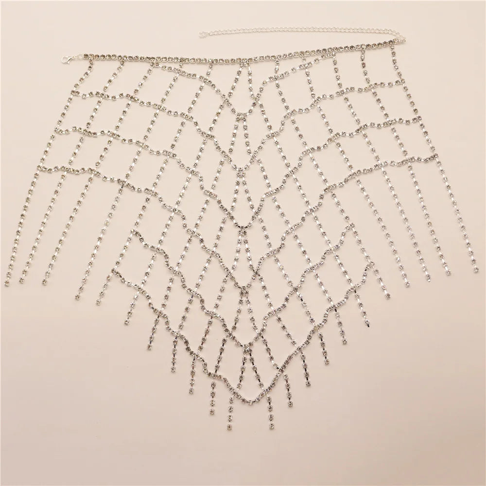 Sparkling Mesh Rhinestone Bra Chain