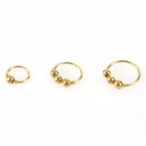 Sexy Rose Gold Silver Plated Round Hoop Beads Nose Ring Stud Nose Hoop Piercing