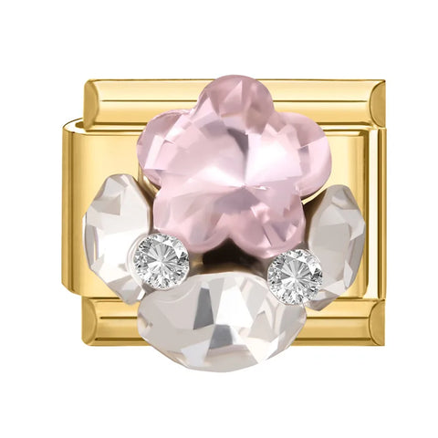 Golden Heart Butterfly Sun Flower Pearl Zircon Italian Charm Links