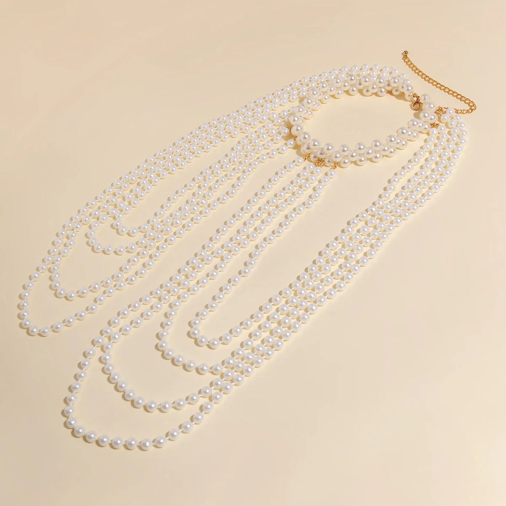 Bridal Tassel Imitation Pearl Shoulder Chain Necklace