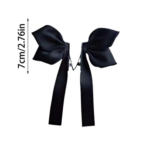 2pcs Sweet Bows Hair Clips Women White Ribbons Ponytails Clip