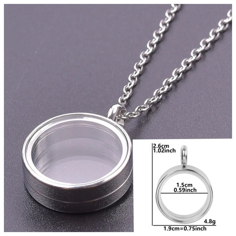 Round Living Memory Photo Relicario Locket Pendant Floating Charms Picture Necklaces