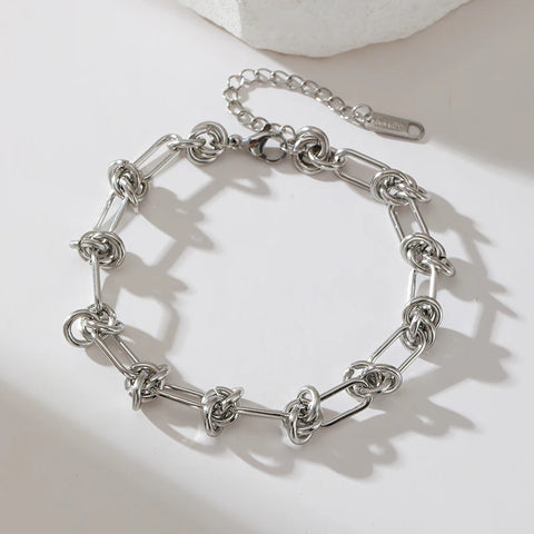 Stainless Steel Metal Beads Charms Bracelet Bangle for Women