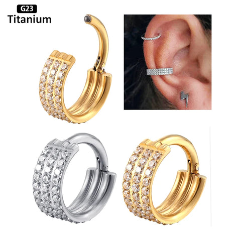 Titanium Piercing Hinged Segment Septum Hoop Nose Rings Clicker