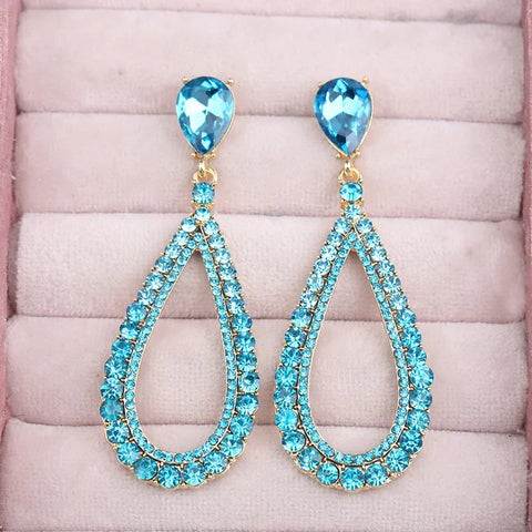 Hollow out Full Diamond Classic Designer Waterdrop Diamond Embedded Earrings