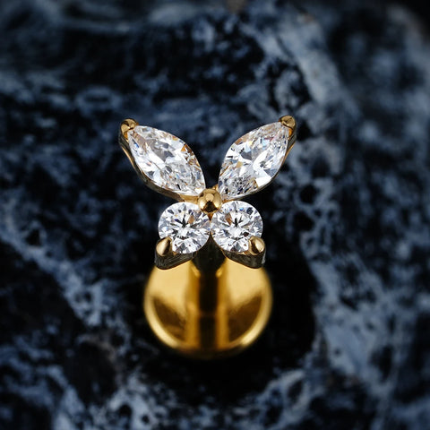 Titanium Mini Butterfly CZ Labret Tragus Cartilage Conch Forward Helix Stud