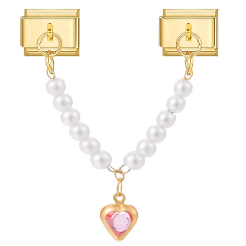 Golden Chain Heart Flowers Butterfly Charm Link