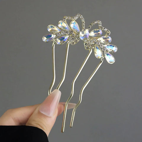 Women Elegant Style Metal Forks Vintage Pearl Hairpins