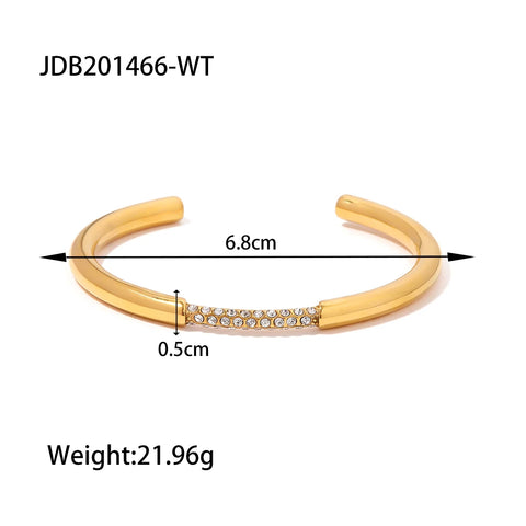 Waterproof Metal Texture 18K Gold Color Stainless Steel Cuff Open Bracelet