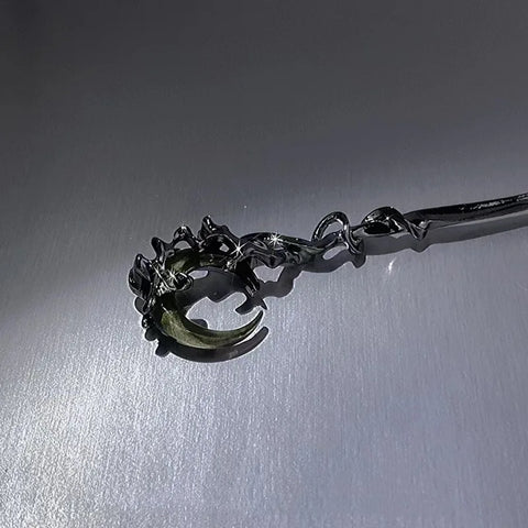 Crystal Moon Hair Stick for Women Vintage Metal Chinese Style Chopstick Shaped Hairpin