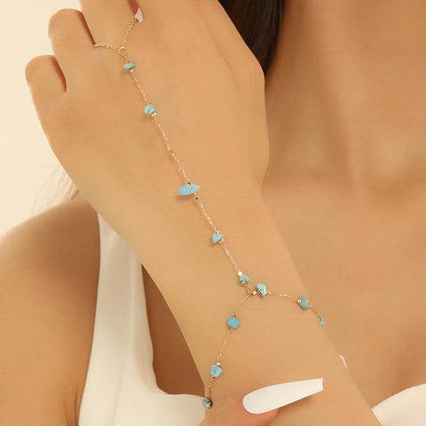 Vintage Emerald Blue Crystal Boho Wrist Bracelet for Women