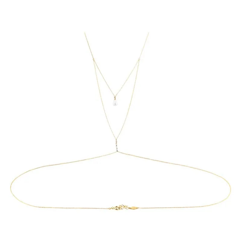 Simple Multilayer Pearl Back Chain Necklace