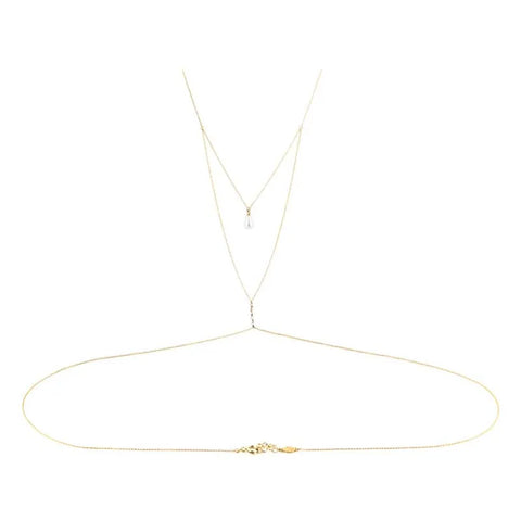 Simple Multilayer Pearl Back Chain Necklace For woman