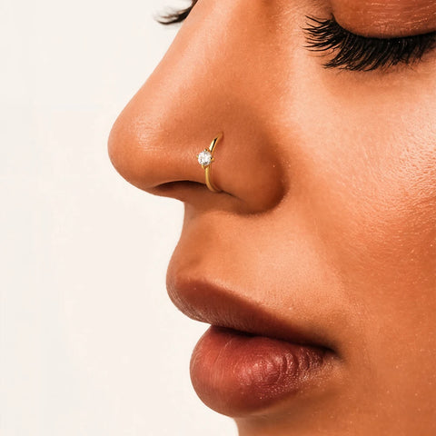 Sterling Silver Pierceing Nose Ring Simple Round Twist Rope Nose Ring Women