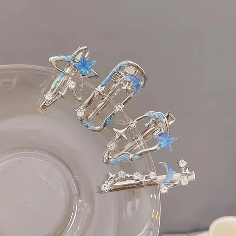 Rhinestone Moon Star Hair Clip