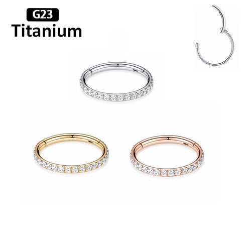 Titanium Piercing Hinged Segment Septum Hoop Nose Rings Clicker