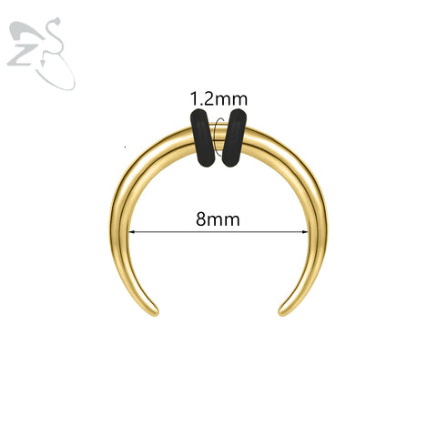 C Shape Buffalo Horn Nose Piercing Stainless Steel Pincher Septum Ring Punk