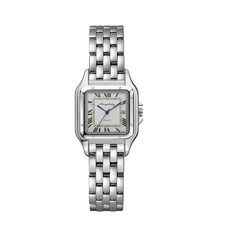 Women Stainless Steel Square Simple Design Men Quartz Watch Fashion Diamond