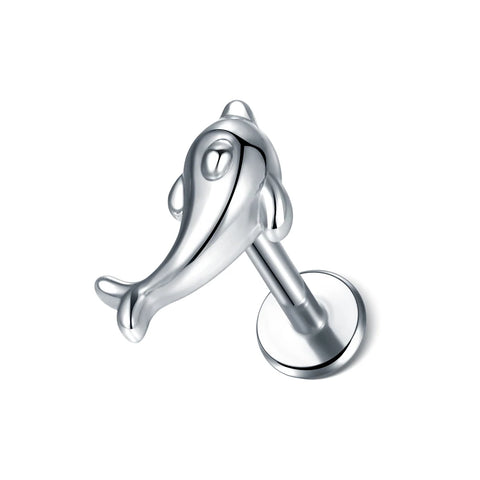 Steel Moon Lighting Labret Bar Rings Crystal Flower Tragus Cartilage Piercing