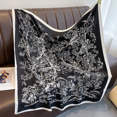 Design Print Twill Square Silk Scarf Women Shawl Wraps Neckerchief