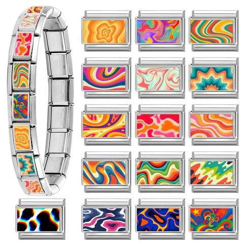 Color Painting Design Heart Eye Flowers Charm Links