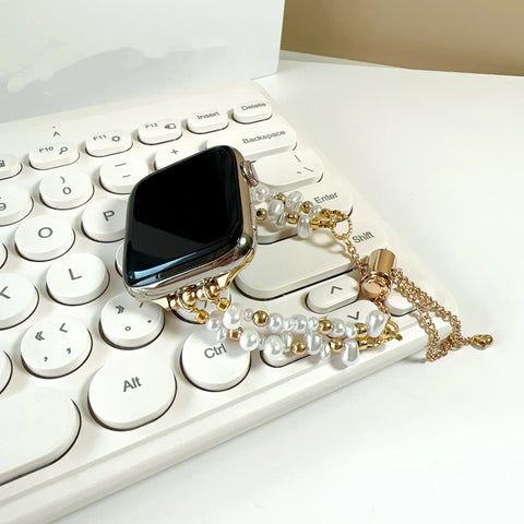 New Beads Metal Link Strap For Apple Watch Band For Women 38mm 40mm 41mm 42mm 44mm 45mm 46mm 49mm